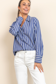 Est'Seven |  Striped blouse Menn | blue | Picture 5