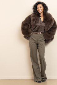 Est'Seven |  Satin blouse Alijah | dark brown | Picture 3