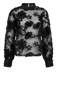 Aaiko |  Top with embroidery Lucia | black | Picture 1