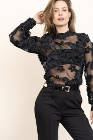Aaiko |  Top with embroidery Lucia | black | Picture 5