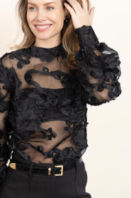 Aaiko |  Top with embroidery Lucia | black | Picture 6