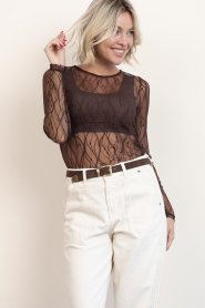 Co'Couture |  Mesh top Mercy | brown | Picture 4
