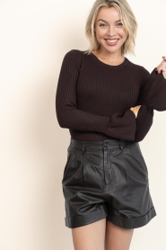 Co'Couture |  Ribbed top Balin | brown | Picture 5