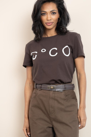 Co'Couture |  T-shirt with print Coco | brown | Picture 2