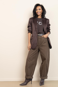 Co'Couture |  T-shirt with print Coco | brown | Picture 3