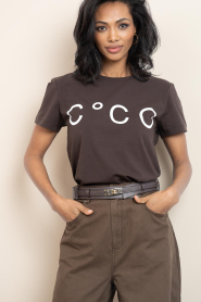 Co'Couture |  T-shirt with print Coco | brown | Picture 4