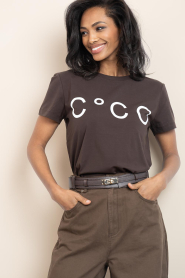 Co'Couture |  T-shirt with print Coco | brown | Picture 5