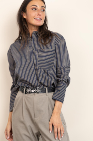 Co'Couture |  Striped blouse Fina | black | Picture 6