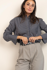 Co'Couture |  Striped blouse Fina | black | Picture 5