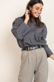 Co'Couture |  Striped blouse Fina | black | Picture 4
