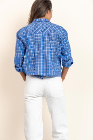 Co'Couture |  Cotton checkered blouse Angelica | blue | Picture 9