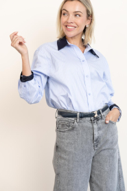 Co'Couture |  Cotton striped blouse Nelson | blue | Picture 2
