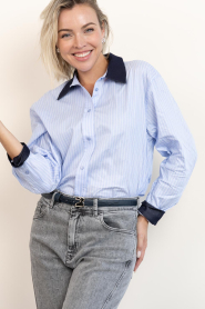 Co'Couture |  Cotton striped blouse Nelson | blue | Picture 5