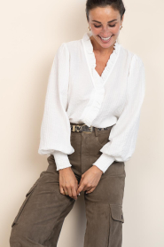 Co'Couture |  Viscose blouse with ruffles Shina | natural | Picture 2
