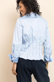 Co'Couture |  Cotton tailored blouse Poppy | blue | Picture 6