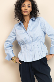 Co'Couture |  Cotton tailored blouse Poppy | blue | Picture 4