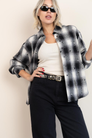 Co'Couture |  Checkered blouse Moby | grey | Picture 2