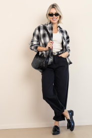 Co'Couture |  Checkered blouse Moby | grey | Picture 3