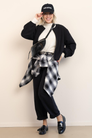 Co'Couture |  Checkered blouse Moby | grey | Picture 4