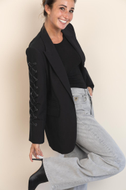 Co'Couture |  Eyelet braided blazer Vola | black | Picture 5