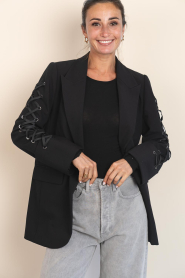 Co'Couture |  Eyelet braided blazer Vola | black | Picture 6