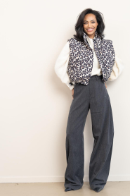 Co'Couture |  Viscose wide leg trousers Susie | grey | Picture 2