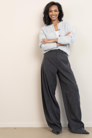 Co'Couture |  Viscose wide leg trousers Susie | grey | Picture 3