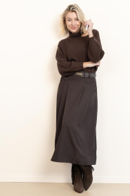 Co'Couture |  Maxi skirt with pleats Luna | brown | Picture 3