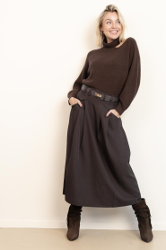 Co'Couture |  Maxi skirt with pleats Luna | brown | Picture 5