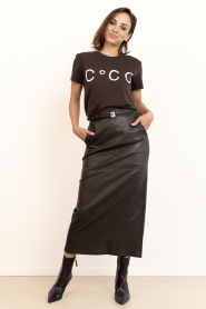 Co'Couture |  Faux leather pencil skirt Gitt | dark brown | Picture 2
