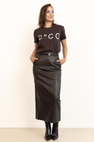 Co'Couture |  Faux leather pencil skirt Gitt | dark brown | Picture 5
