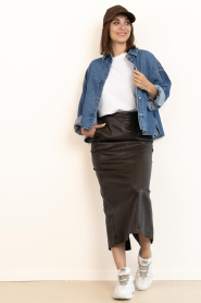 Co'Couture |  Faux leather pencil skirt Gitt | dark brown | Picture 7