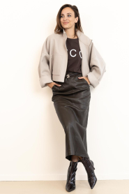 Co'Couture |  Faux leather pencil skirt Gitt | dark brown | Picture 3