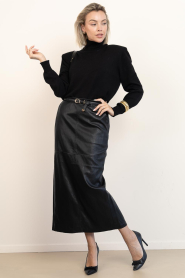 Co'Couture |  Faux leather pencil skirt Gitt | black | Picture 2