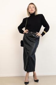 Co'Couture |  Faux leather pencil skirt Gitt | black | Picture 7