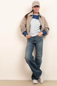 Co'Couture |  Sweater with denim details Candiz | grey | Picture 3