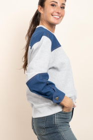 Co'Couture |  Sweater with denim details Candiz | grey | Picture 6