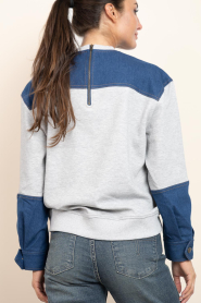 Co'Couture |  Sweater with denim details Candiz | grey | Picture 7