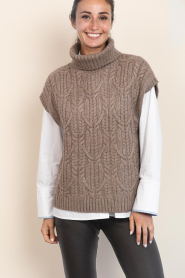 Co'Couture |  Oversized spencer with turtleneck Row | brown | Picture 2