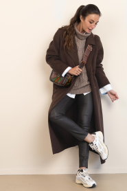 Co'Couture |  Oversized spencer with turtleneck Row | brown | Picture 3