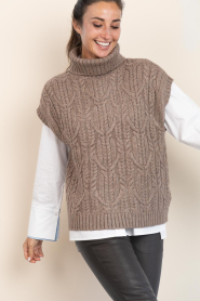 Co'Couture |  Oversized spencer with turtleneck Row | brown | Picture 4