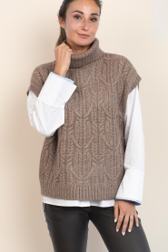 Co'Couture |  Oversized spencer with turtleneck Row | brown | Picture 5