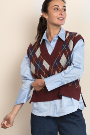 Co'Couture |  Checkered spencer Row | burgundy | Picture 2