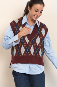Co'Couture |  Checkered spencer Row | burgundy | Picture 5
