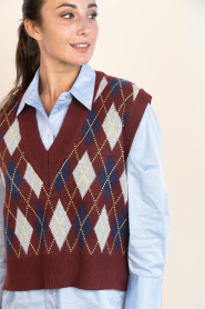 Co'Couture |  Checkered spencer Row | burgundy | Picture 9