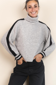Co'Couture |  Soft sweater with turtleneck Row | grey | Picture 4