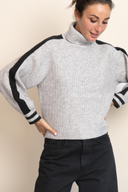 Co'Couture |  Soft sweater with turtleneck Row | grey | Picture 2