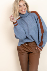 Co'Couture |  Soft sweater with turtleneck Row | blue | Picture 2