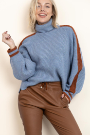 Co'Couture |  Soft sweater with turtleneck Row | blue | Picture 7