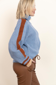 Co'Couture |  Soft sweater with turtleneck Row | blue | Picture 8